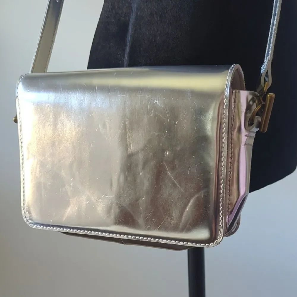 Madewell Metallic Silver Leather Crossbody Bag